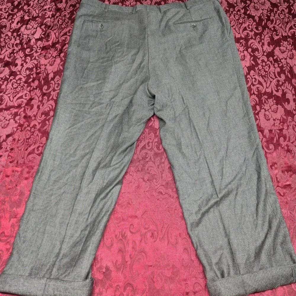 Burberry London Mens Dress Pants 42 Reg Grey‎ Check Pleated Wool Trousers